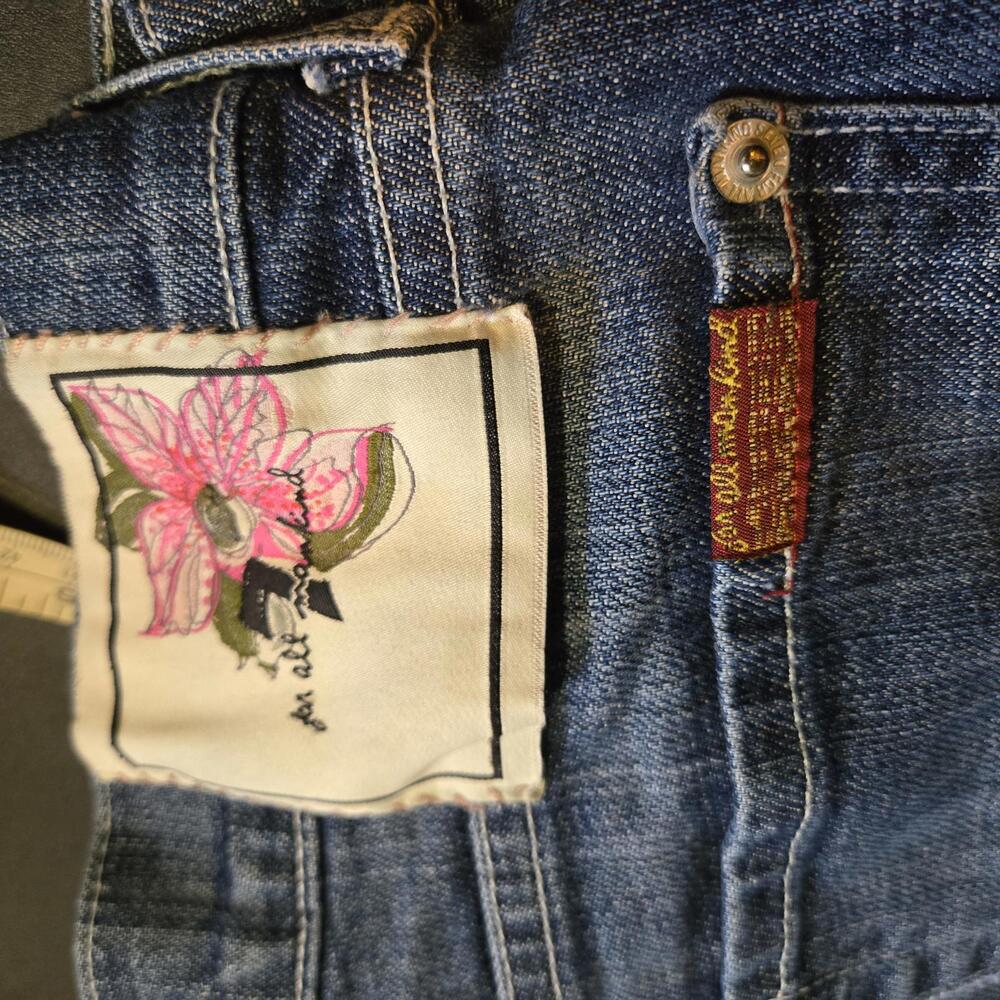 7 For All Mankind Low-rise Bootcut Jeans 27 Floral Patch Y2K Dark Wash USA Made - Picture 5 of 9